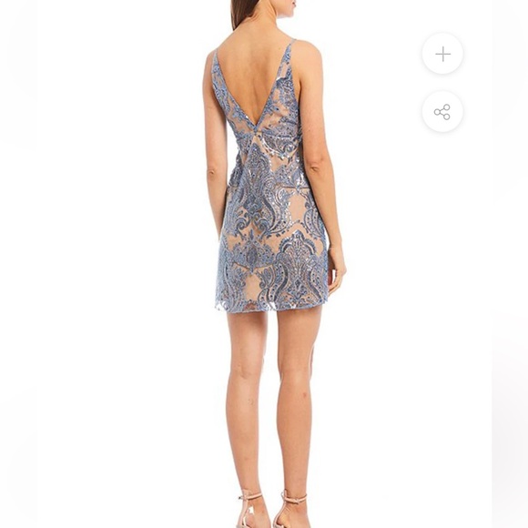 Free People Blue & Nude Sequin Mini Dress - Picture 6 of 16